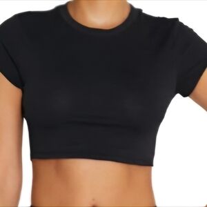 Micro Baby Crop Top Black Fitted T-Shirt